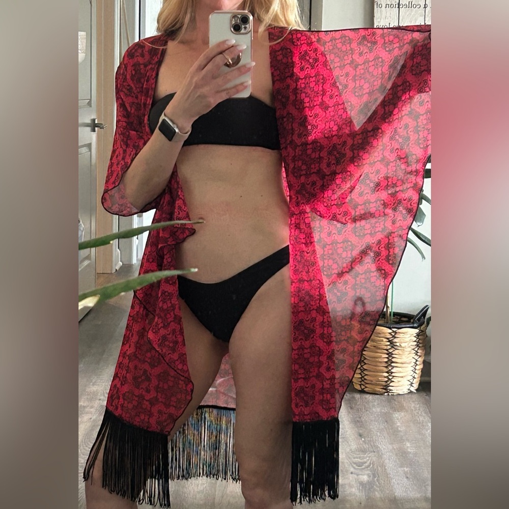 NWT LuLaRoe Monroe Kimono Swim Cover Black Large - Picture 3 of 12